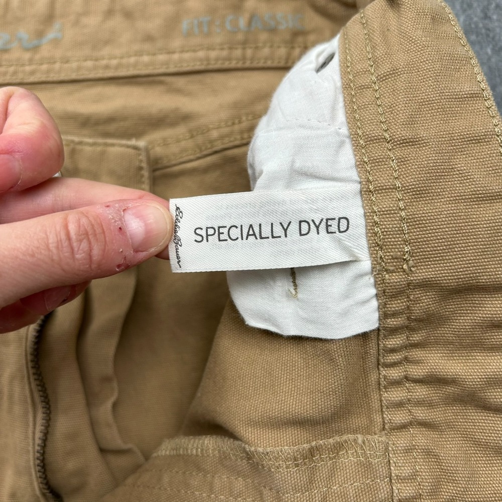 Eddie Bauer Canvas Utility Pants Mens 34x32 Brown Specially Dyed Classic Fit - Picture 12 of 16